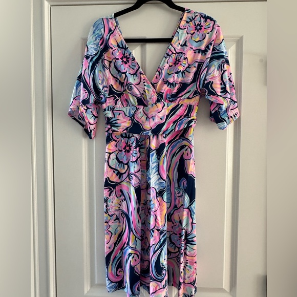 Lilly Pulitzer Parigi Dress SZ S Nauti Navy Boho Bateau - Picture 4 of 15